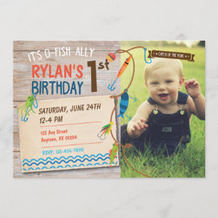 O-Fish-ally Boys First Birthday Fishing Invitation