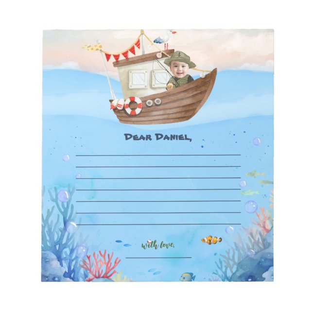 O-fish-ally One Fishing Birthday Time Capsule Card Notizblock (Vorderseite)