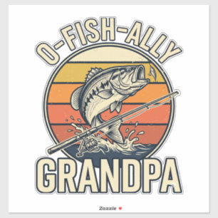 O-Fish-Ally Opa-Angeln Vintage-Shirt-Design_1 Aufkleber