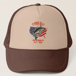 "O-FISH-ALLY Remüde:Proud, Free, and Fishing 2025 Truckerkappe
