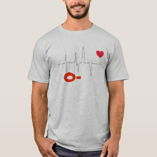 O- Flippige Blutgruppe-Herzfrequenz-Spitze T-Shirt