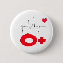 O+ Flippiger Blutgruppe-Herzfrequenz-Knopf Button