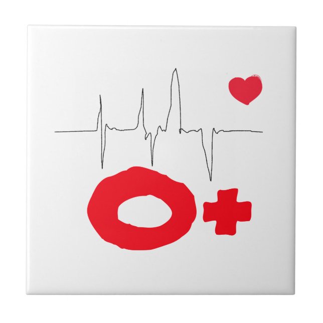 O+ Funky Blood Type Heart Rate Fliese (Vorderseite)