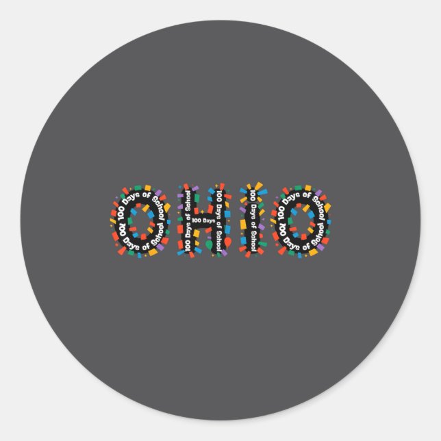 O-h-i-o Funny 100th Day Of School Ohio Midwestern  Runder Aufkleber (Vorderseite)