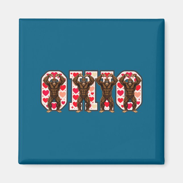 O-h-i-o Funny Bigfoot Ohio In Midwestern Valentine Magnet (Vorne)