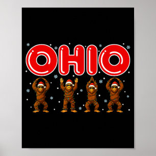 O-h-i-o Lustiger Bigfoot Ohio Vintage Weihnachten  Poster