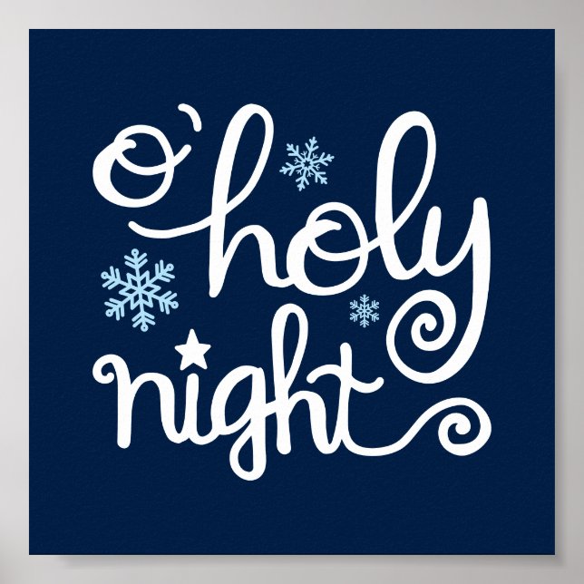 O Heilige Nacht Blaue Hand Weihnachten Poster (Vorne)