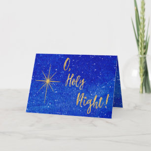 O Heilige Nacht Gold Star Blue Religious Feiertagskarte