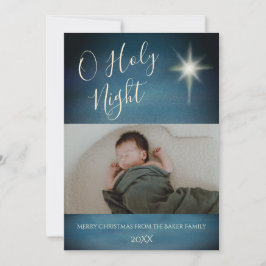 O Heilige Nacht Religiöses Weihnachtsstern Blue Fo Feiertagskarte