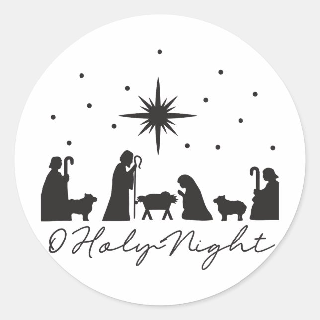 O Heilige Nacht Runder Aufkleber (Vorderseite)