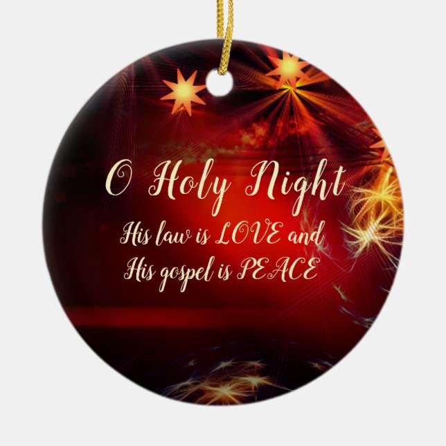 O Heilige Nacht, Sein Evangelium ist PEACE, Weihna Keramik Ornament (Vorne)