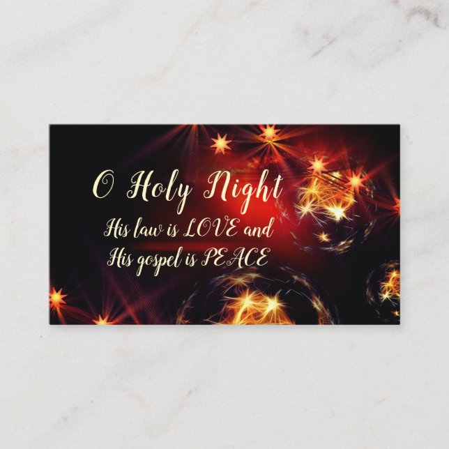 O Heilige Nacht, Sein Gesetz ist LIEBE, Weihnachte Visitenkarte (Vorderseite)