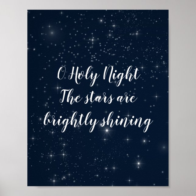 O Heilige Nacht Weihnachten Texte Eleganter Urlaub Poster (Vorne)