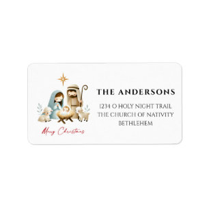 O Heilige Nacht Weihnachtskrippen-Szene-Adresse Adressaufkleber