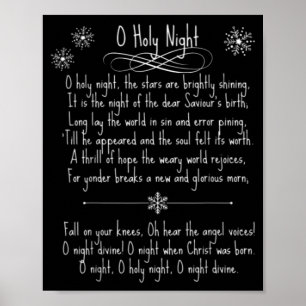 O Heilige Nacht Weihnachtslied Musik Song Lyrics T Poster