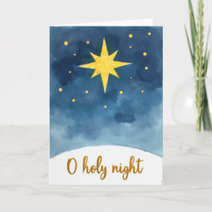 O Heilige Nacht Weihnachtsstern Aquarell Karte