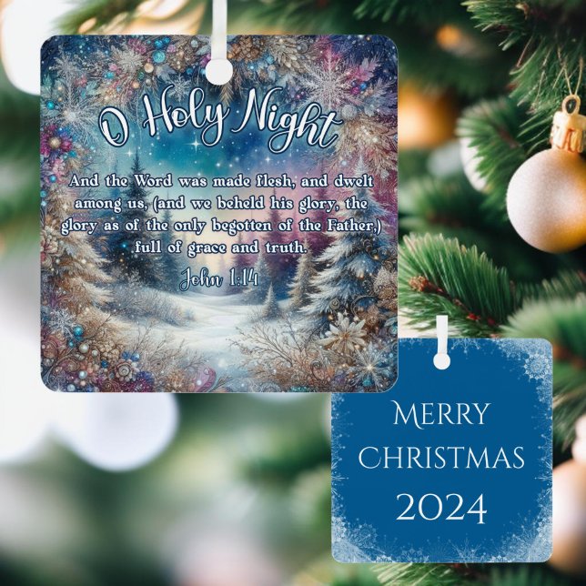 O Heilige Nacht Winterwald Johannes 1:14 Weihnacht Ornament Aus Metall (Von Creator hochgeladen)