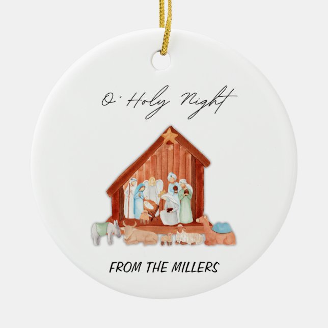 O' Heilige Nachtkrippe Weihnachten Keramik Ornament (Vorne)