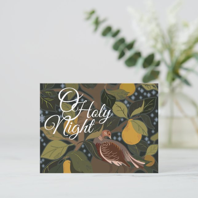 O Heiliger Nachtpartridge in einer Birnenbaumpostk Postkarte (Stehend Vorderseite)