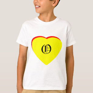 "O" Herzengelbe Rote Hochzeit Einladung des MUSEUM T-Shirt