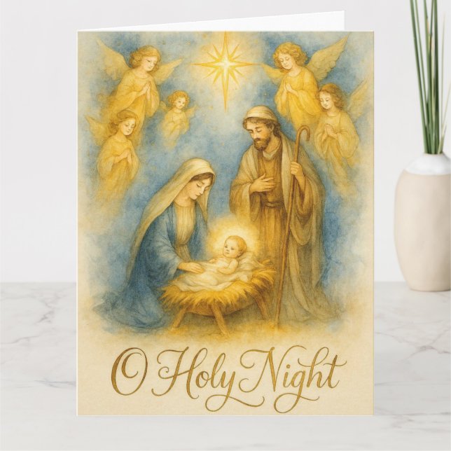 O Holy Night Nativity Christmas Karte (Vorderseite)