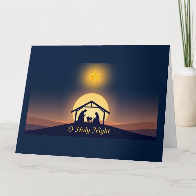 O Holy Night Nativity Christmas Karte (Vorderseite)