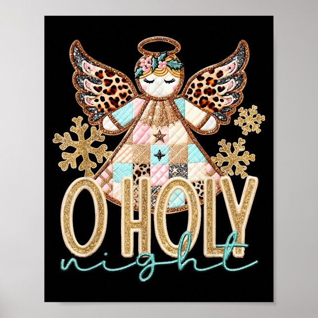 O Holy Night Patchwork Angel Christian Jesus Chris Poster (Vorne)