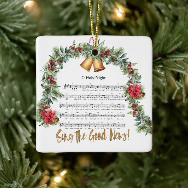 O HOLY NIGHT Vintage Weihnachtskrippe Hymne Keramikornament (Baum)