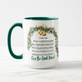 O HOLY NIGHT Weihnachtslieder & Schrift Green 15oz Tasse