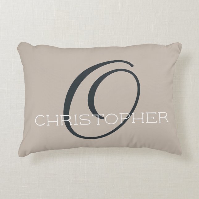 O Initial Neutral Tan Taupe Personalisiert Name Dekokissen (Vorderseite)