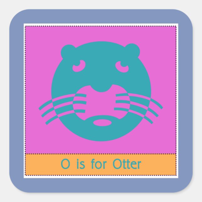 O ist für andere Tiere Alphabet für Kinder Quadratischer Aufkleber (Vorderseite)