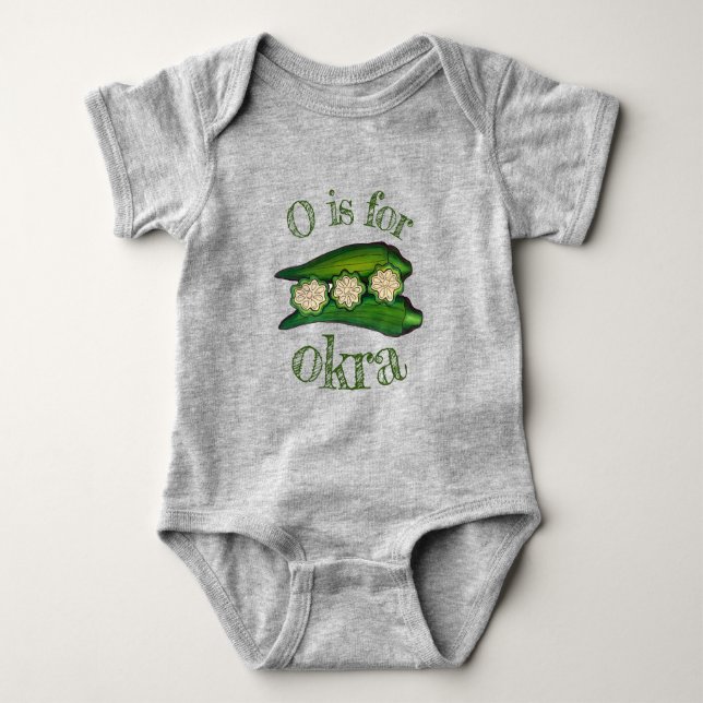 O ist für OKRA Southern Food Cooking Pflanze Baby Strampler (Vorderseite)