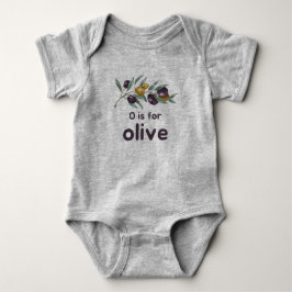 O ist für OLIVE Green Veggie Alphabet O Baby Strampler