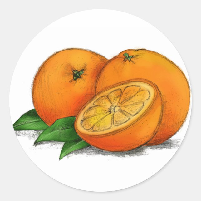 O ist für Orangen Runder Aufkleber (Vorderseite)