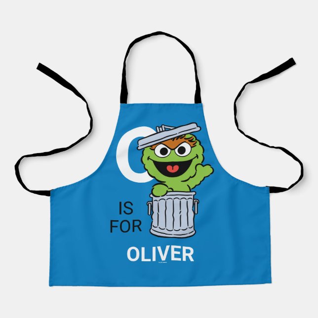 O ist für Oscar der Grouch | Name hinzufügen Schürze (Vorderseite)