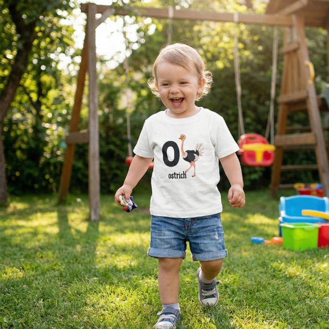O ist für Ostrich: Adorable Alphabet Learning Kleinkind T-shirt (Von Creator hochgeladen)