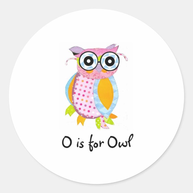O ist für Owl Runder Aufkleber (Vorderseite)