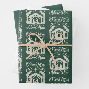 O kommt lasst uns ihn anbeten Weihnachtskrippe Chr Geschenkpapier Set