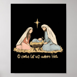 O Lass uns Adore Ihn Jesus Christlich Merry Chri Poster