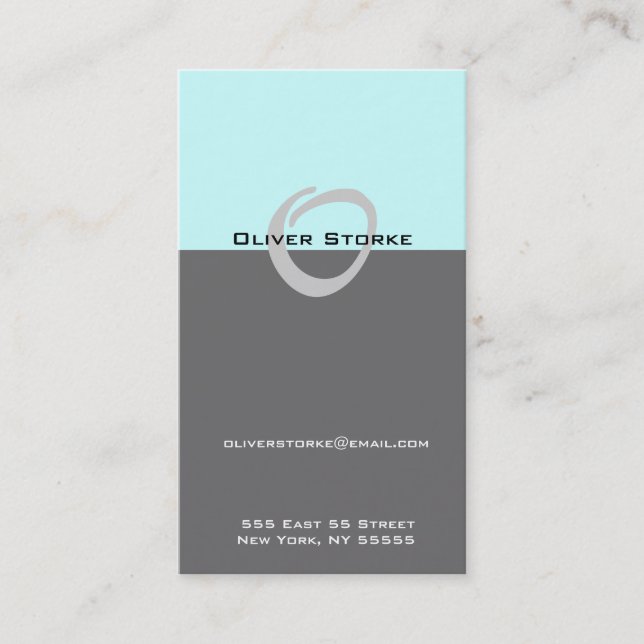 O Letter Alphabet Business Card Blue Gray Visitenkarte (Vorderseite)