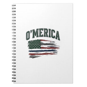 O’Merica Vintage-Flag-Shirt-Design mit Absicht bes Notizblock