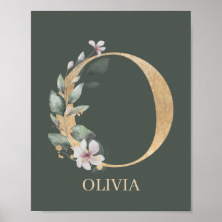 O Monogram Floral Personalisiert Poster