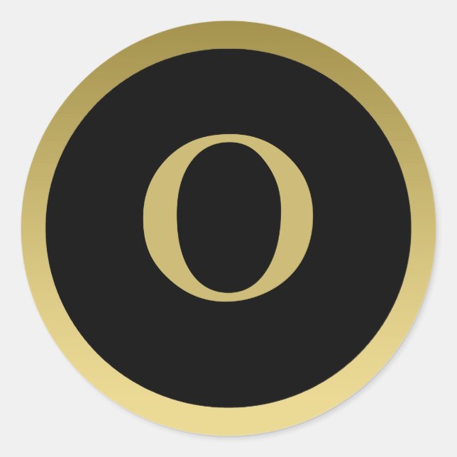 O: Monogram O Elegant Gold und Black Sticker (Vorderseite)