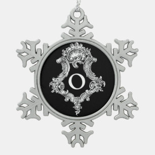 O Monogramm Erstverzierung Schneeflocken Zinn-Ornament