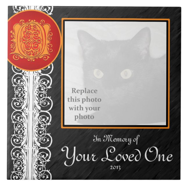 O Monogramm "In Gedächtnis deines Liebsten" Tile Fliese (Vorderseite)