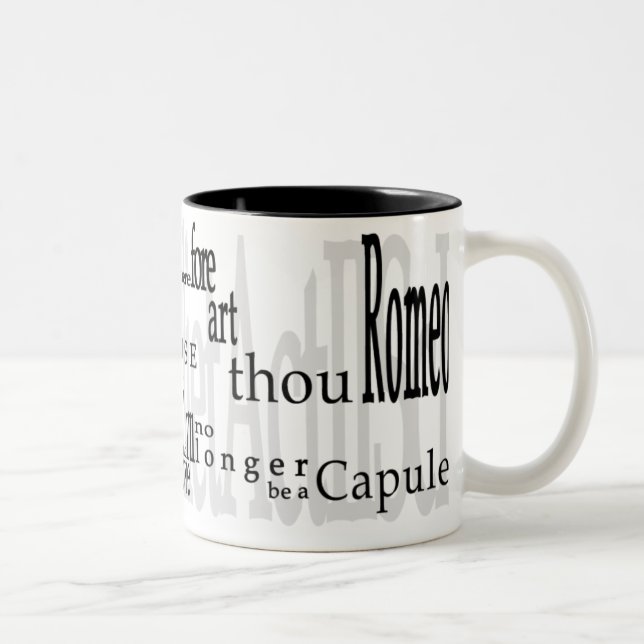 "O Romeo, Romeo!" Shakespeare-Zitat-Tasse Zweifarbige Tasse (Rechts)