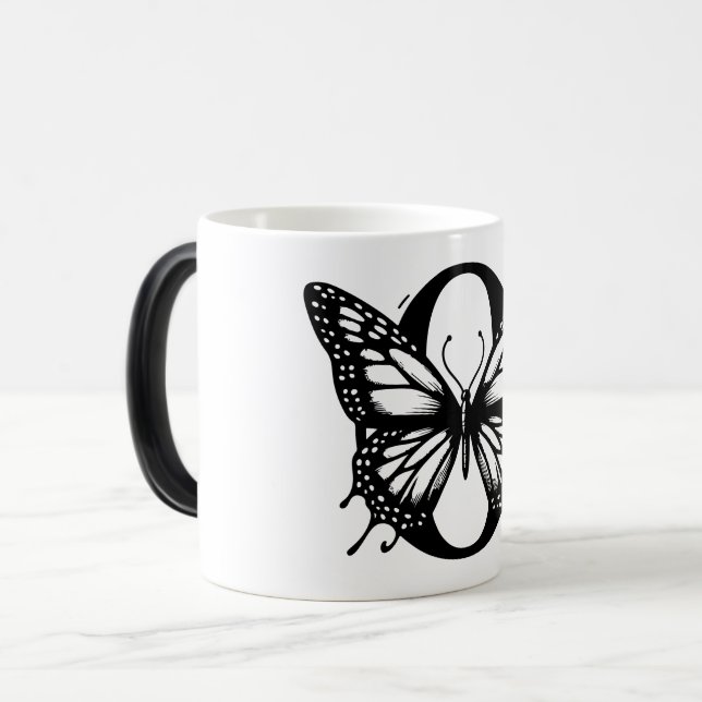 O Schwarzer Schmetterling Verwandlungstasse (Vorderseite Links)