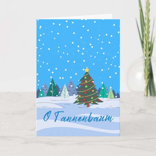 O Tannenbaum Deutscher Weihnachtsbaum im Schnee Karte (Vorderseite)