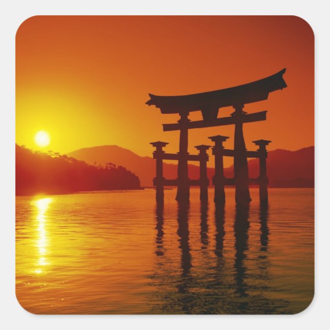 O-Torii Gate, Itsukushima schrein, Miyajima Quadratischer Aufkleber (Vorderseite)