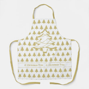 O' Weihnachtsbaum Gold/Weiß Ikonisches Muster Schürze